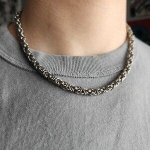 Men's 18 inch byzantine silver chain